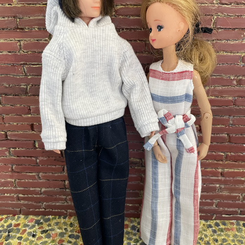 リカちゃん服  グリーン花柄オールインワン リカちゃん服 グリーン花柄オールインワン リカちゃん服