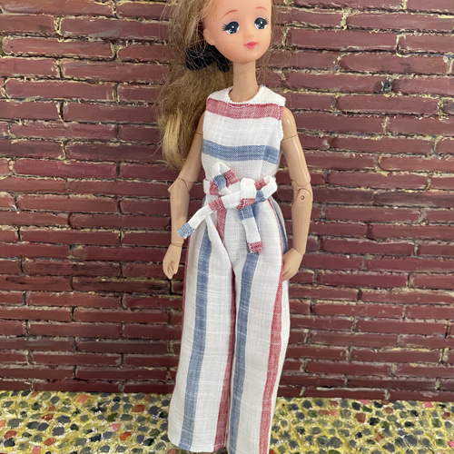 リカちゃん服  グリーン花柄オールインワン リカちゃん服 グリーン花柄オールインワン リカちゃん服