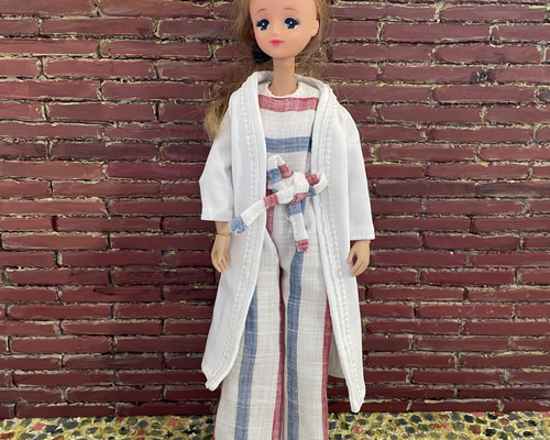 リカちゃん服  グリーン花柄オールインワン cfaaa87ad4515112b93427433f65f8