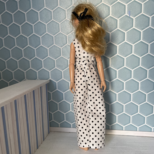 リカちゃん服 グリーン花柄オールインワン