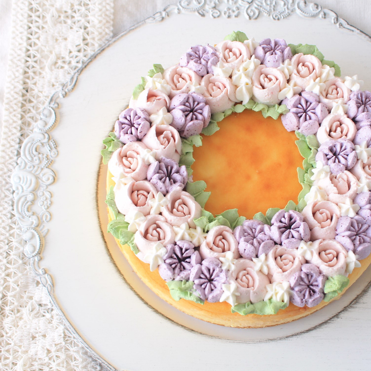 【6号】フラワーリースチーズケーキ　18cm