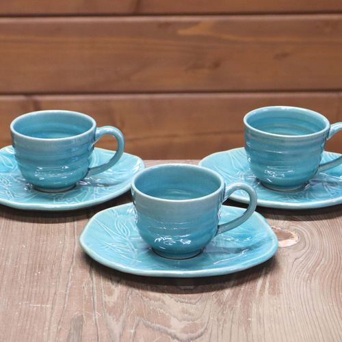  ティーカップ ソーサー ターコイズブルー ◇カップ＆ソーサー・トルコブルー◇ ティーカップ 森嶌技巧（m-gikou