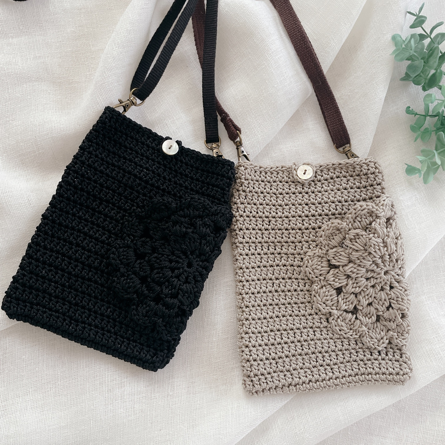 麻紐、ファブリックヤーン ポシェット 狭し 