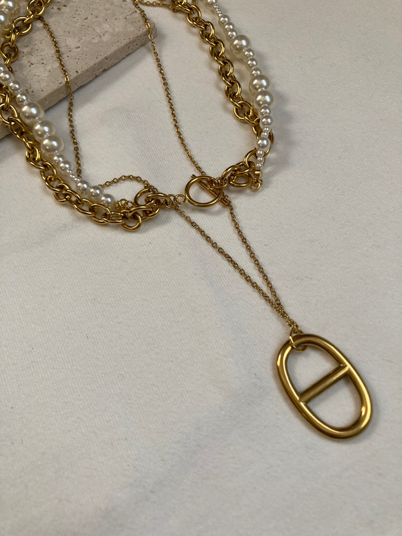 ーアンカーモチーフネックレスー　サージカルステンレス　アンカーチェーン　チェーンネックレス 9枚目の画像