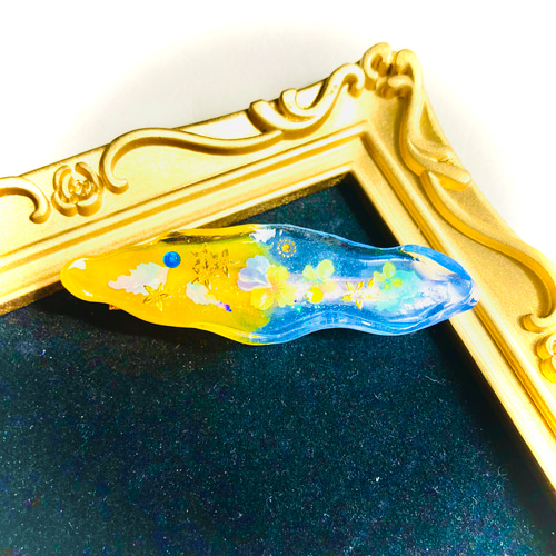 ☆ツートンクリップ☆ 黄色 青 イエロー ブルー 髪飾り アクセサリー