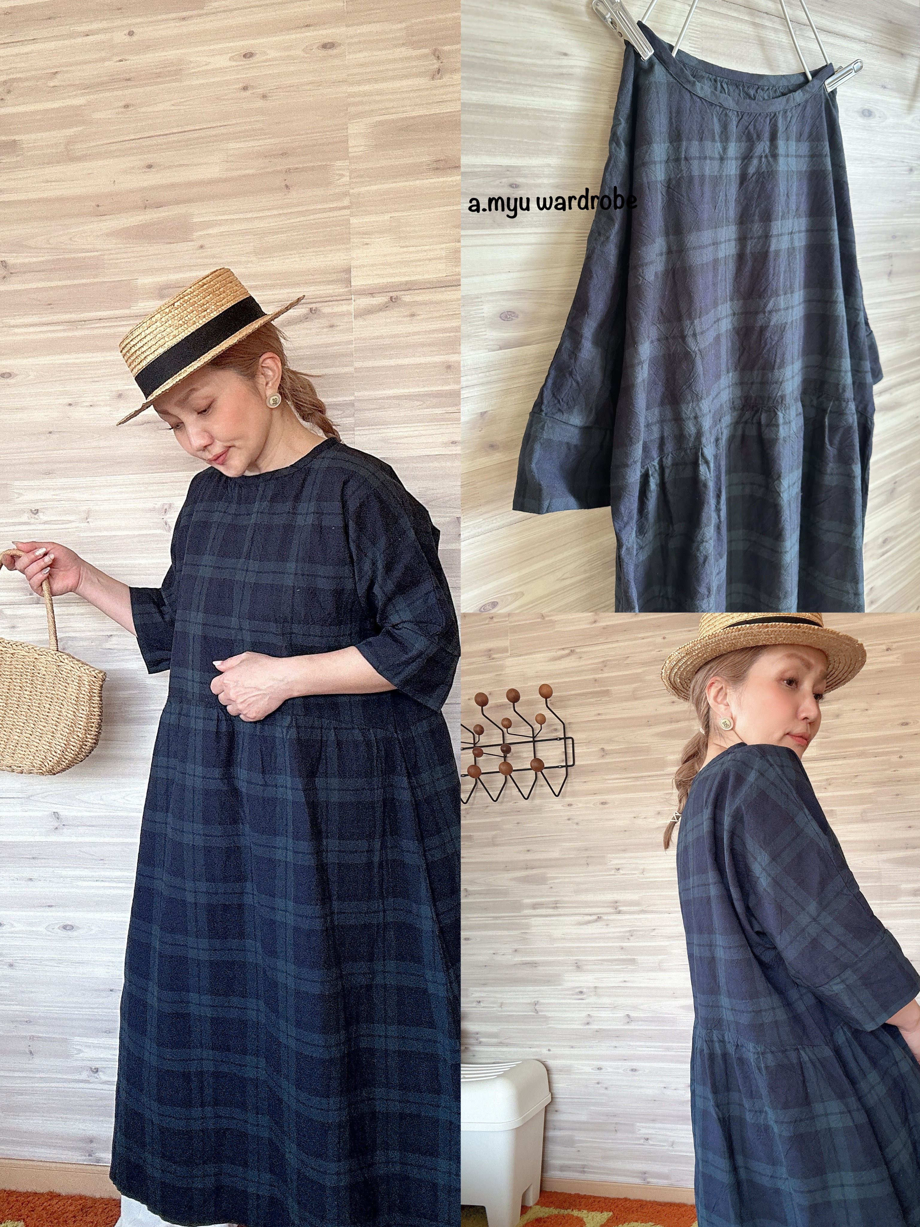 a.myu 人気のブラックウォッチ♪腰切り替えワンピース 8,140円