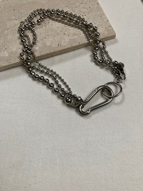 ーKarabiner ボールチェーンネックレスー　ボールチェーン　ボールチェーンネックレス　サージカルステンレス 4枚目の画像