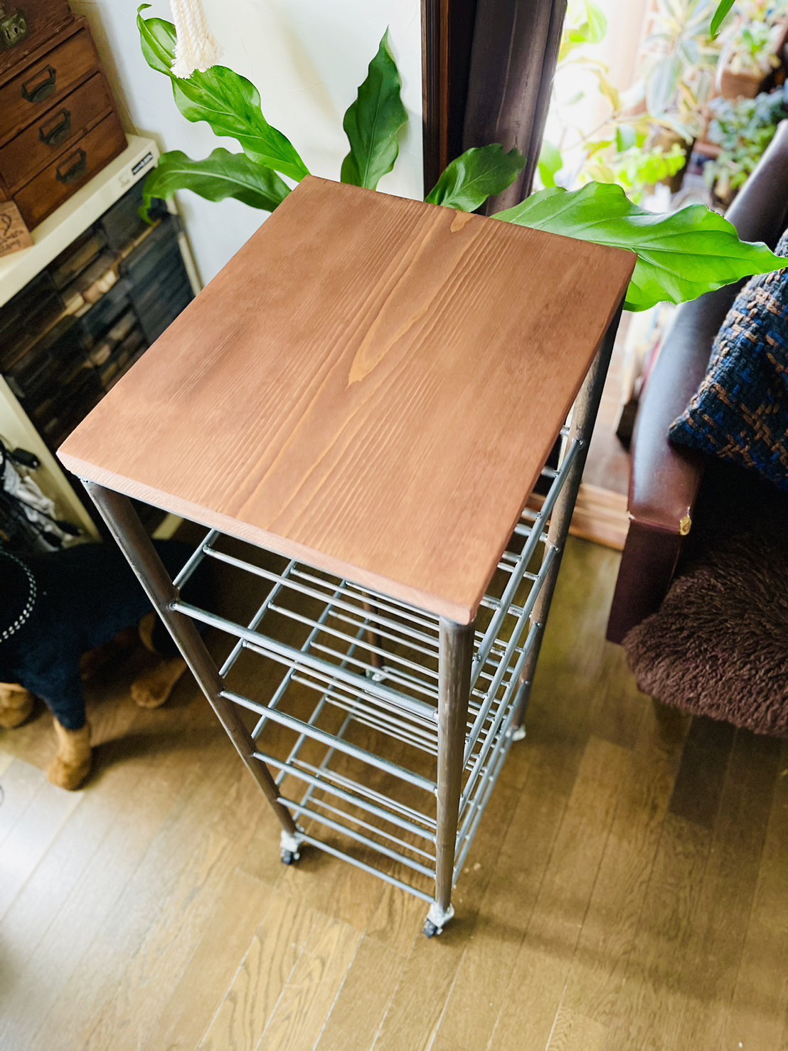 アイアン6段シェルフ　シューズラック　オーダーメイド　ハンドメイド　男前家具　アイアン家具　インダストリアル　無垢材