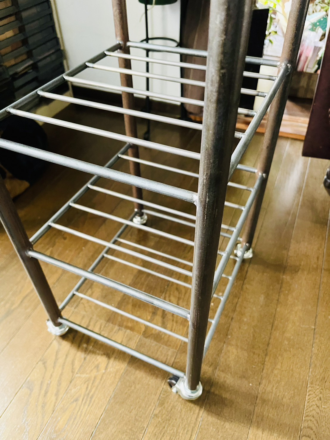アイアン6段シェルフ　シューズラック　オーダーメイド　ハンドメイド　男前家具　アイアン家具　インダストリアル　無垢材