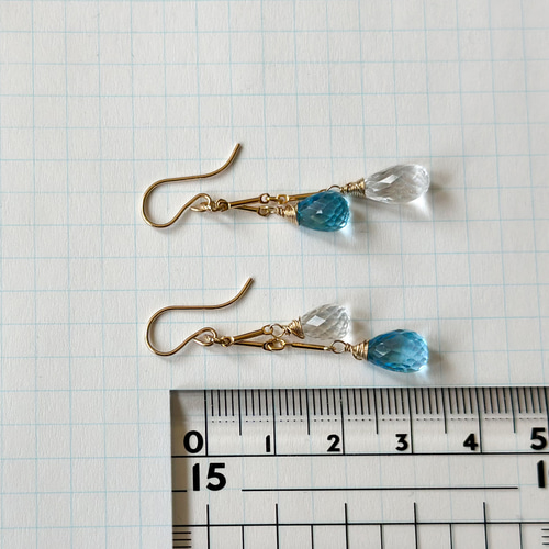 14kgf*宝石質*スイスブルートパーズとホワイトトパーズの