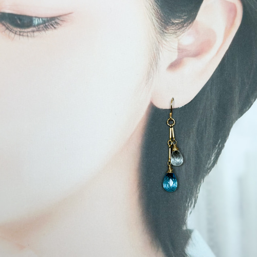 14kgf*宝石質*スイスブルートパーズとホワイトトパーズの