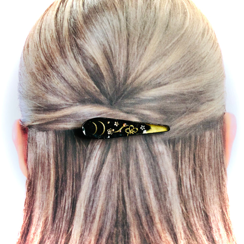 ☆桜のゴールドヘアクリップ☆ 金 黒 ブラック 髪飾り アクセサリー