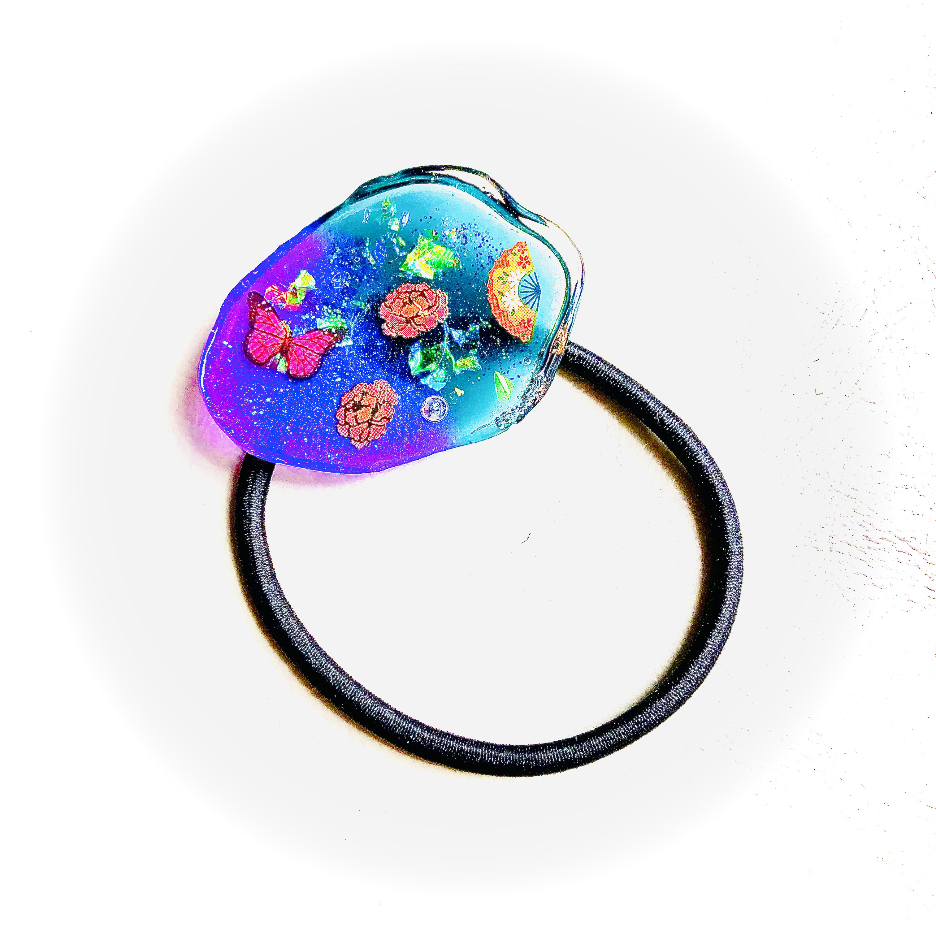 和柄デザイン ラウンドレジンヘアゴム