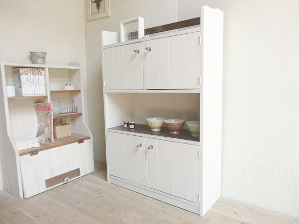 サイズ、デザインオーダー可！２扉4段キャビネット●無垢材シャビーホワイト受注製作 サイズ、デザインオーダー可！○2扉4段キャビネット○無垢シャビー