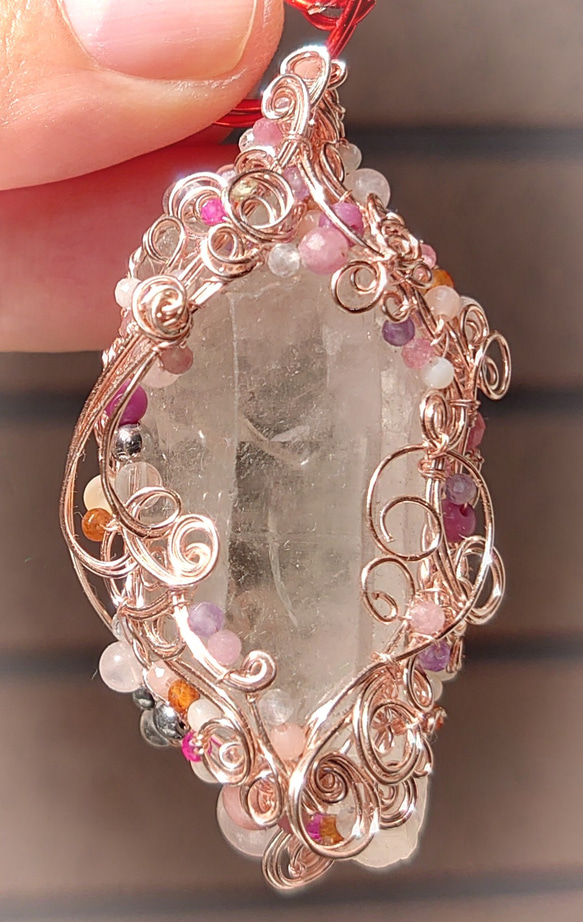 No.98◇天然石ピアス♡ガーネット10ミリ♡ワイヤーラップ♡薔薇 再販