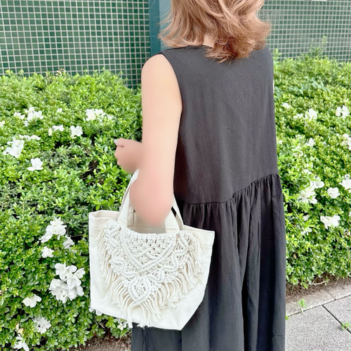 ポケット付きフリンジトートバッグ♡お散歩バッグ·トートバッグ