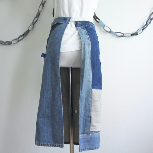 ap-233 パッチワークデニムエプロン エプロン C d c『デニット工房