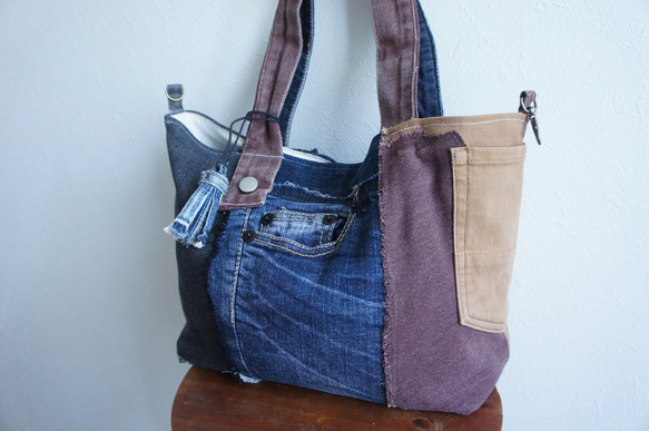 tt–40 パッチワークデニムトートバッグ トートバッグ C d c