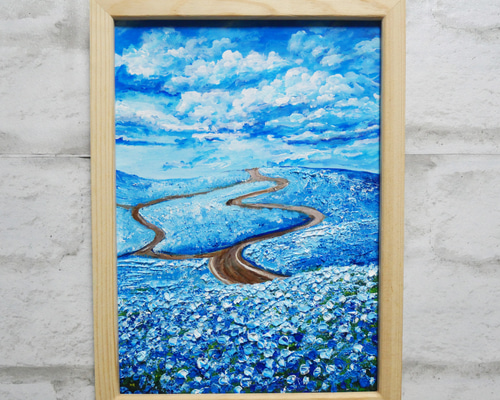 油絵 油彩 油彩画 絵 絵画【ネモフィラの丘の朝】 絵画 ＨＲ 通販｜Creema(クリーマ) 17544902