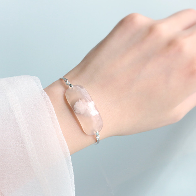 【バイカモ】天然石チェリーブロッサムアゲート・S925ブレスレット・一点物 ♪送料無料♪ 4,264円