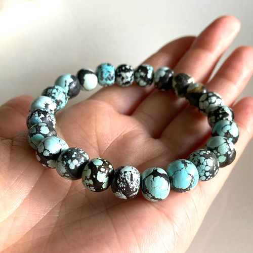 インディアンのお守り石♪】ターコイズ♪ボタン型天然石ブレスレット