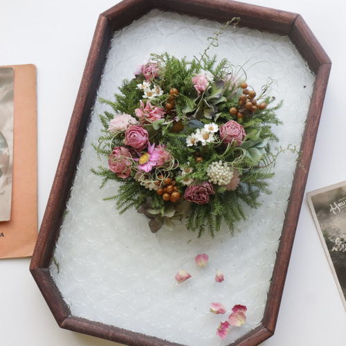 Natural＊バラのピンクリース＊ドライフラワーリース