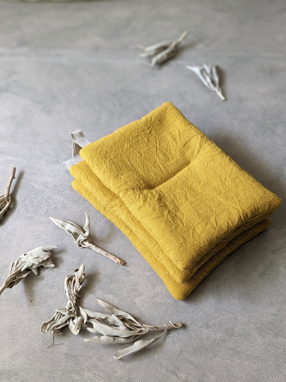 【鍋つかみ・ポットマット／梔子くちなし】　おうち時間・おうちカフェ　 3枚目の画像