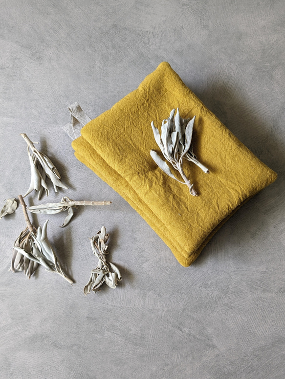 【鍋つかみ・ポットマット／梔子くちなし】　おうち時間・おうちカフェ　 5枚目の画像