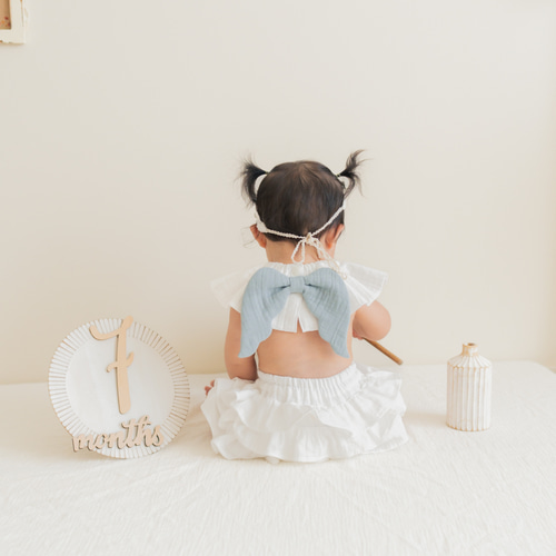 天使の羽スタイ&ふりふりフリルパンツset（white）◇ ファースト