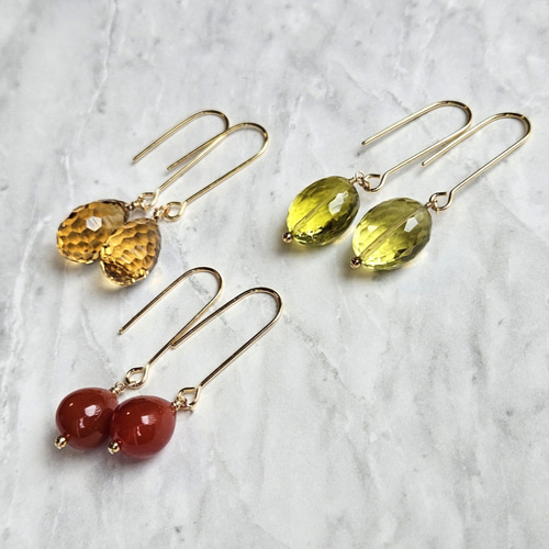 14kgf ビアクォーツのピアス ピアス（フック・チェーン） cherrykomm 