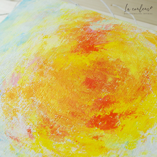 原画】抽象画 世界を照らす太陽 約273×220mm（F3サイズ