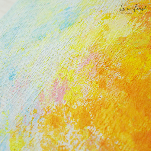 原画】抽象画 世界を照らす太陽 約273×220mm（F3サイズ） キャンバス