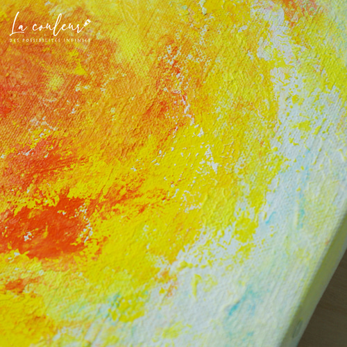 原画】抽象画 世界を照らす太陽 約273×220mm（F3サイズ） キャンバス