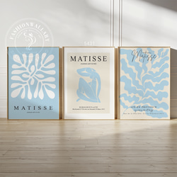 アートポスター モダン抽象画 マティスインスパイア ブルートーン 海外アート 5431 1枚目の画像