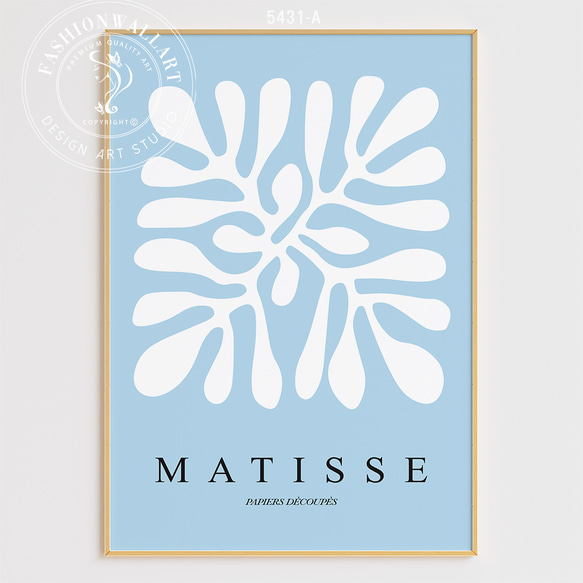 アートポスター モダン抽象画 マティスインスパイア ブルートーン 海外アート 5431 3枚目の画像