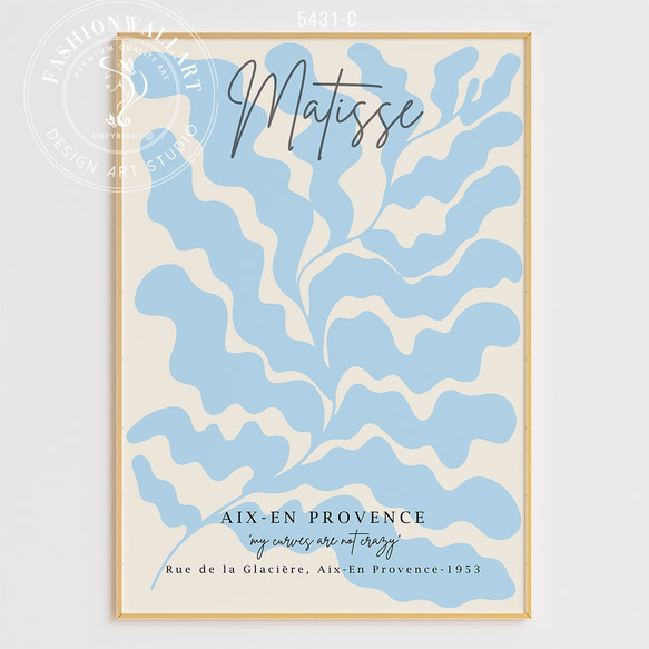 アートポスター モダン抽象画 マティスインスパイア ブルートーン 海外アート 5431 5枚目の画像