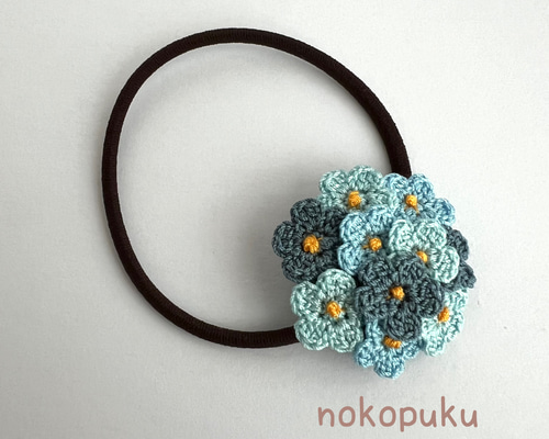 小さな小さなお花のヘアゴム 水色系 ヘアゴム nokopuku 通販 17700631