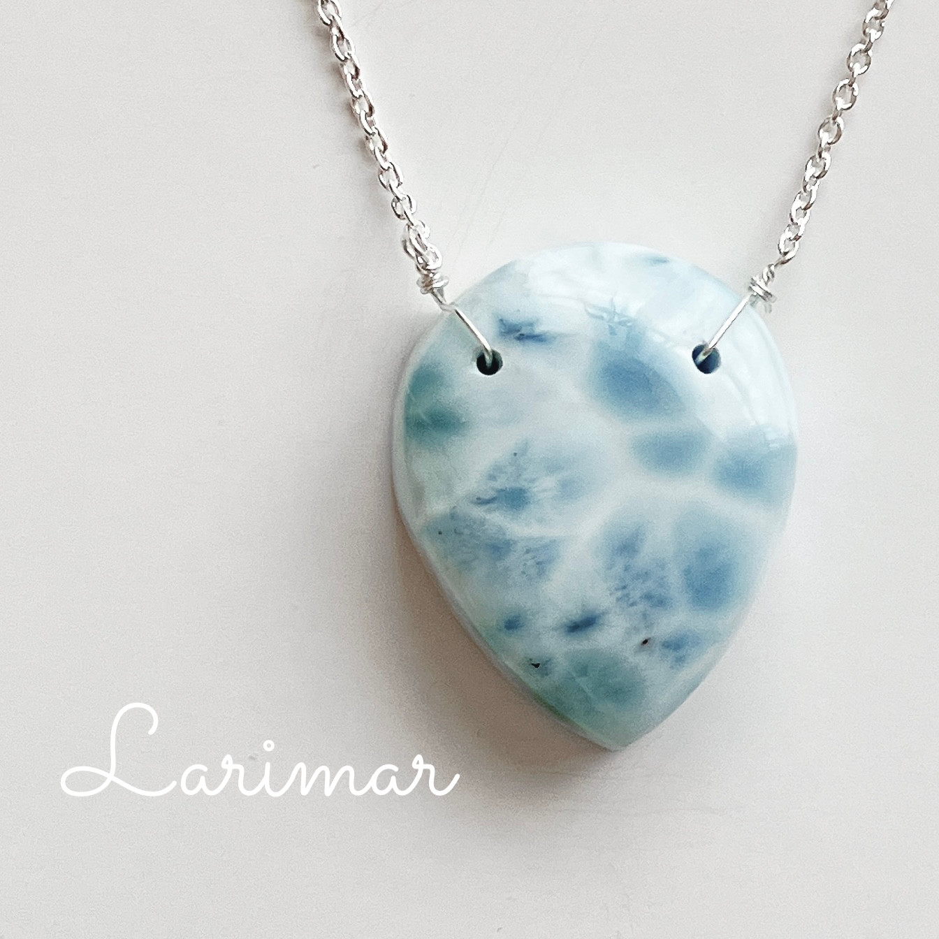 天然石　ラリマーの大粒ネックレス (シルバー925製・B) 5,618円