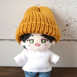 ぬいぐるみ ニット帽 オーダー専用 ぬい服】ニット帽&シャツ&オーバーオールセット 10cm用【推し活