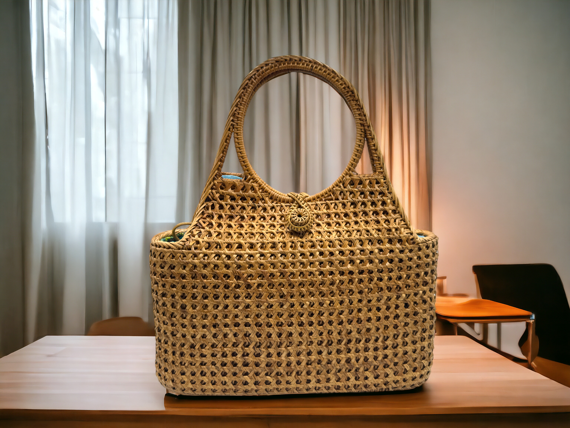 『送料無料』楕円 二重 ダブル アタ バッグ ナチュラル ハンドバッグ 手編み　カゴバッグ かごバッグ 籠 和装 浴衣 17,820円