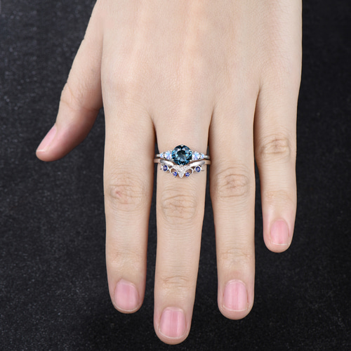 12月の誕生石 天然ロンドンブルートパーズ リング 6月の誕生石 ムーン