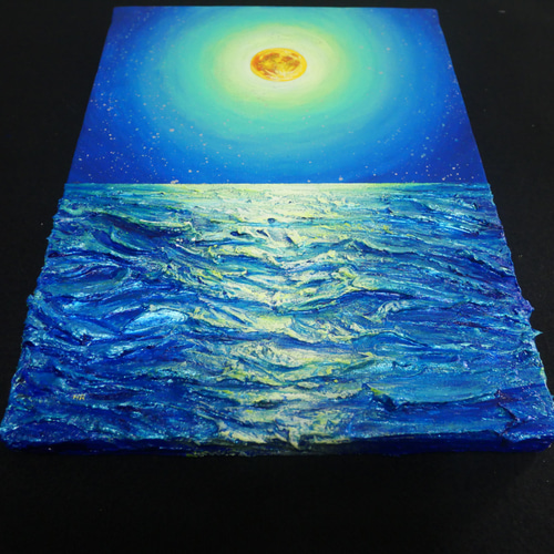 油絵 油彩 油彩画 絵 絵画【満月の海 】F4号 絵画 HR 通販