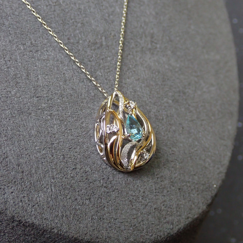 11月3日迄　新品　パライバトルマリンダイヤモンドペンダントトップ　ソーティング パライバトルマリン 火の鳥の卵 イエローゴールド、プラチナ