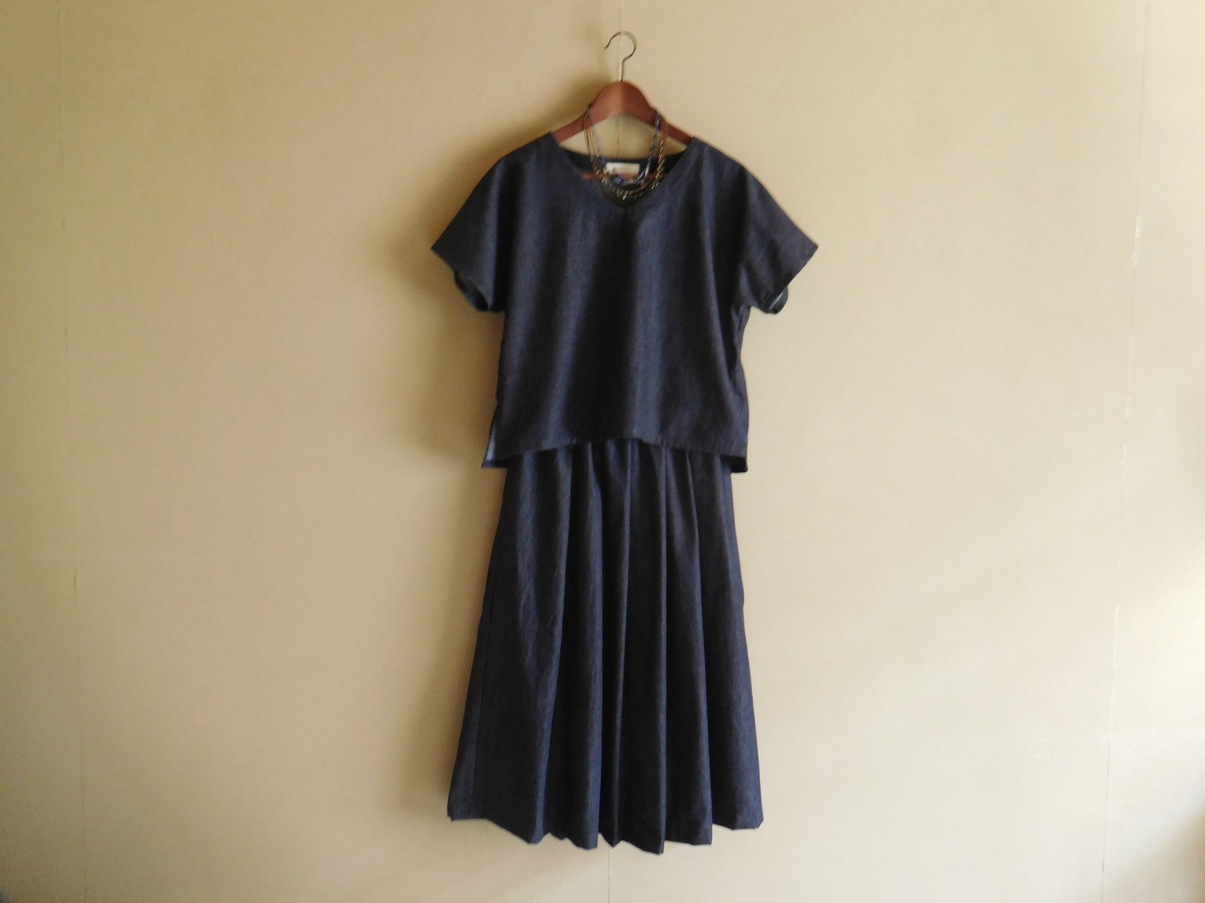 デニムのセットアップ　インディゴブルー