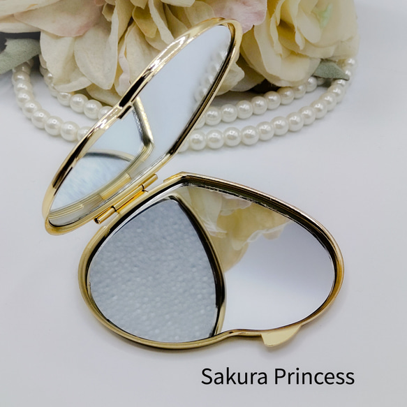プリンセス☆ハートのコンパクトミラー☆ブルー 2枚目の画像