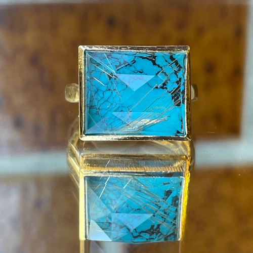 ルチルクォーツ×ターコイズ ダブレットストーン LSQランダム シルバー