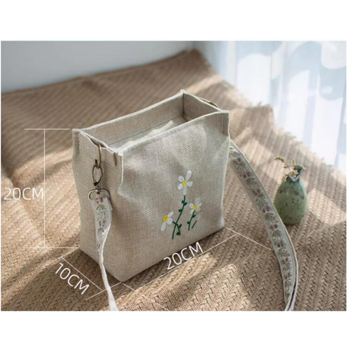 ショルダーバッグ 花柄 刺繍 ゴールドチェーン 黒 ミニ