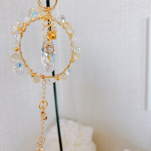 天然石シトリンとクリスタル＊オーロラ＊サンキャッチャー サン