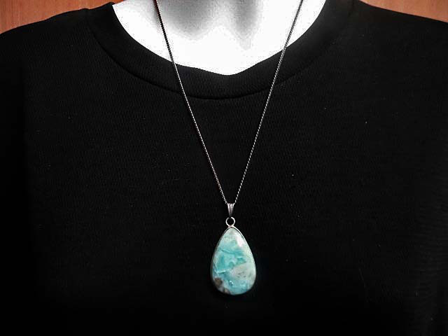 天然石 ラリマー(ペクトライト)ネックレス(ペンダント)　　240101348