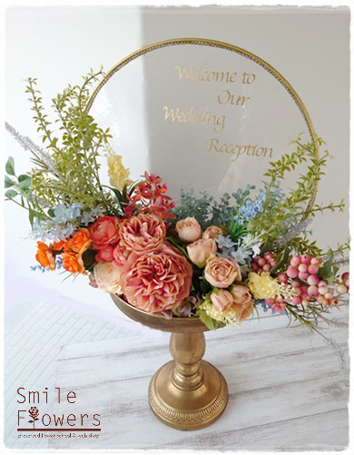 アンティーク調アーティフィシャルフラワーのウェルカムボード